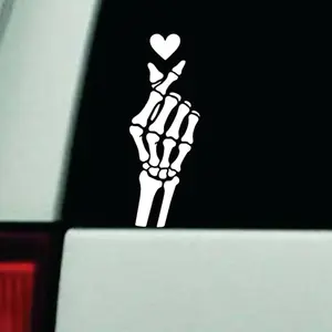 Skeleton Hand Finger Heart Car Decal Truck Bumper Sticker Window Windshield Vinyl Girls Cute