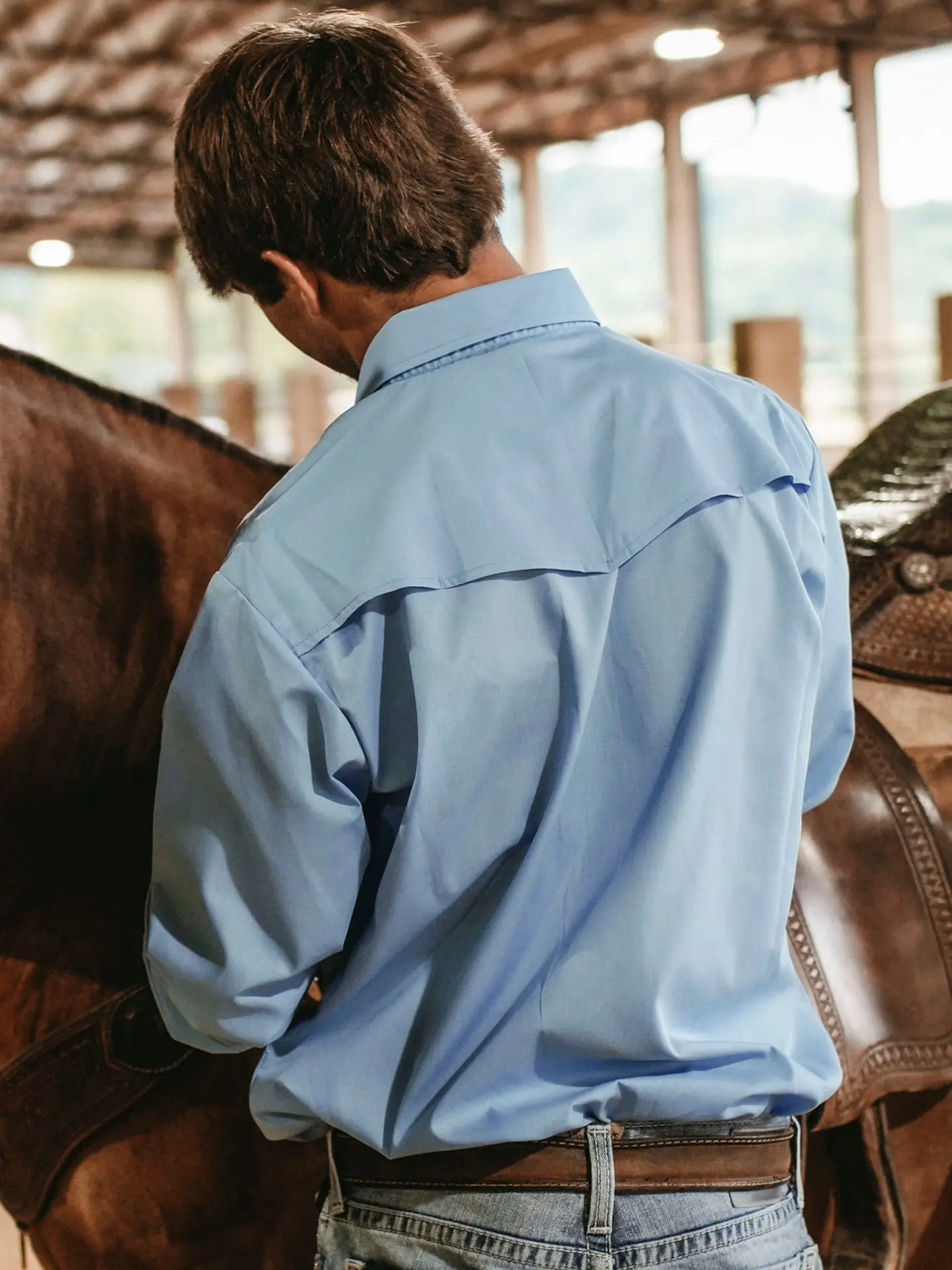 Men's Ely Cattleman Pro Long-Sleeve Solid Vented Western Shirt, Menswear Top with Mesh Fabric for Sweat Wicking, Longsleeves