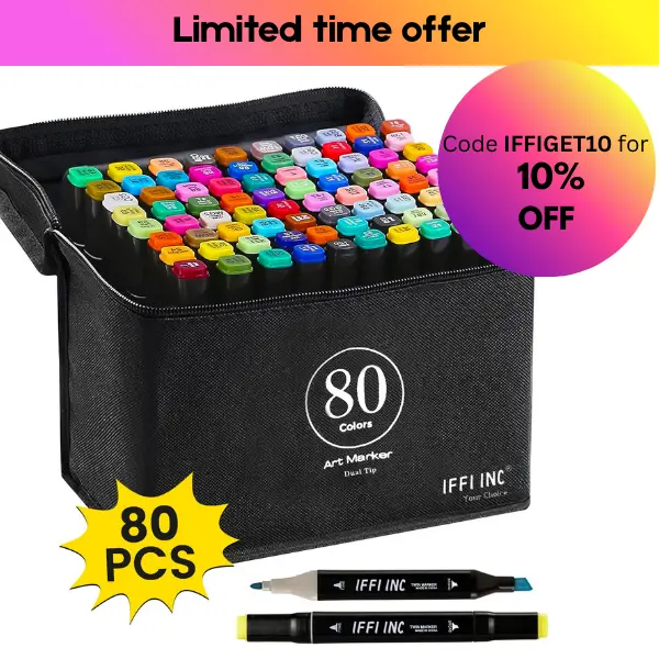 80-Color Dual-Tip Alcohol Marker Set for Artists with Double Tips and Blending Function - Ideal for Crafts Art Supplies for Drawing, Skitching, Coloring & Highlilghting, Markers for Book Painting Card Making, Carry bag for kids & Adults Perfect for Gift s