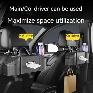 Backseat Car Organizer, 7-in-1 Multifunctional Car Backseat Storage Box with Cup Holders, Tissue Box, and Hook - Ideal for Kids and Travel   Car Storage Box, ABS Material for Car Interior Innovative Automotive Storage, Box for Family Travel beverage holde