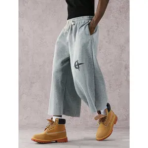 Street Style Badge Graphic Print Drawstring Waist Loose Fit Sports Pants