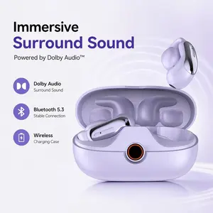 Directional Sound Wireless Bluetooth Earbuds with Dolby Audio Technology deliver immersive surround sound Hi-Fi audio quality. Compatible for Android and iPhone users, they feature a wireless charging case and a clip-on design for comfortable wear. high