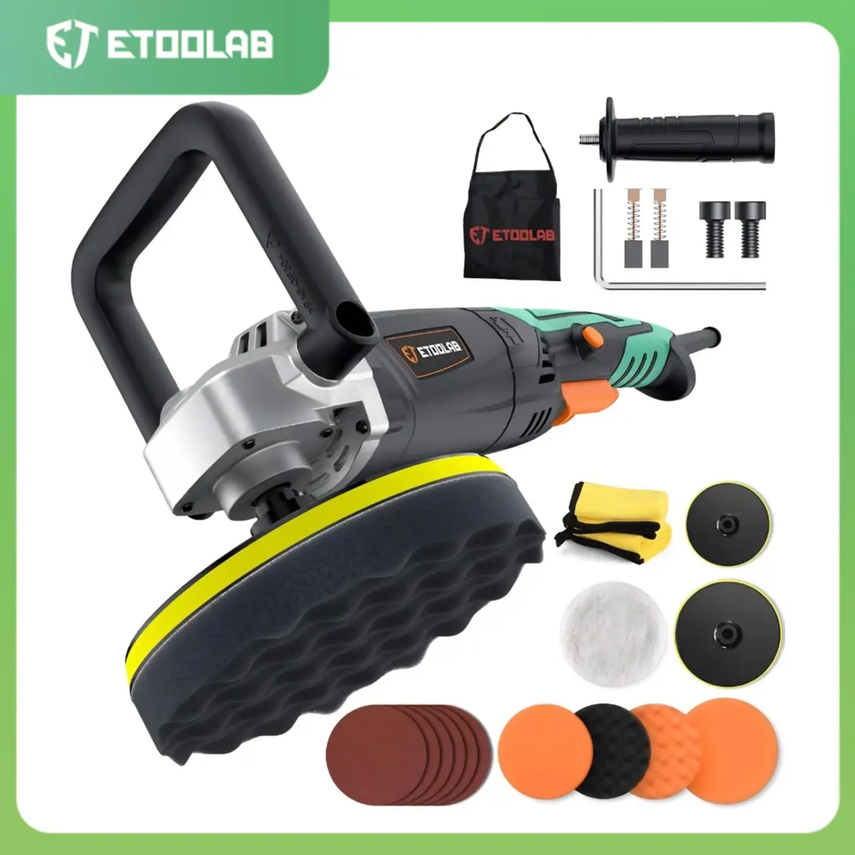 【Best Tool】Etoolab 1200W Buffer Polisher, 24Pcs 6-Inch Random Orbital Buffing Machine for Car Detailing, 6 Speed Modes Dual Action Polisher Waxer Kit