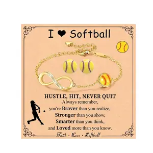 OIDEA Softball Bracelets and Softball Earrings Set, Gold Tone Infinity Sports Jewelry Softball Gifts summerwins,summerwins