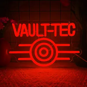 Vault-Tec LED Neon Wall Decor, Game Room Bedroom Garage Light, Led Neon Lights, Perfect for Gamers and Sci-Fi Fans, USB Powered, Easy Installation