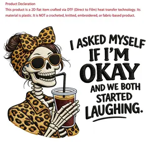 1/2/3pcs Humorous Skeleton Coffee Patch – DIY Heat Transfer for T-Shirts, Hoodies & Bags | Washable