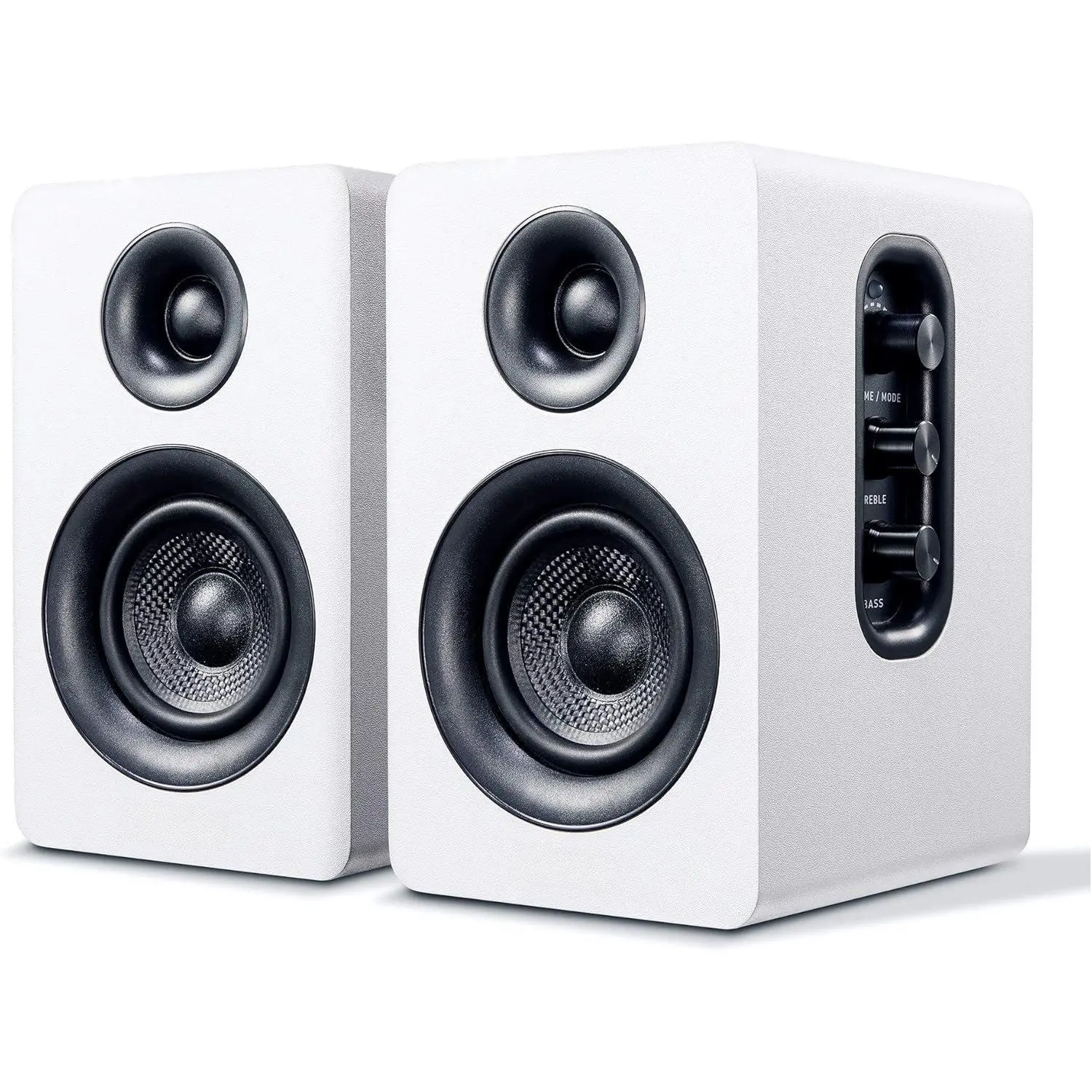 SW208 3" USB 5.0 Digital Stereo Bookshelf Speakers (Pair, White) - Deep Bass 30W×2 Carbon Fiber Unit, Built-in 24bit DAC, 2.0 Surround Sound, Noise-Reducing, Hi Res Audio, for PC/Gaming Devices, Quiet Standby