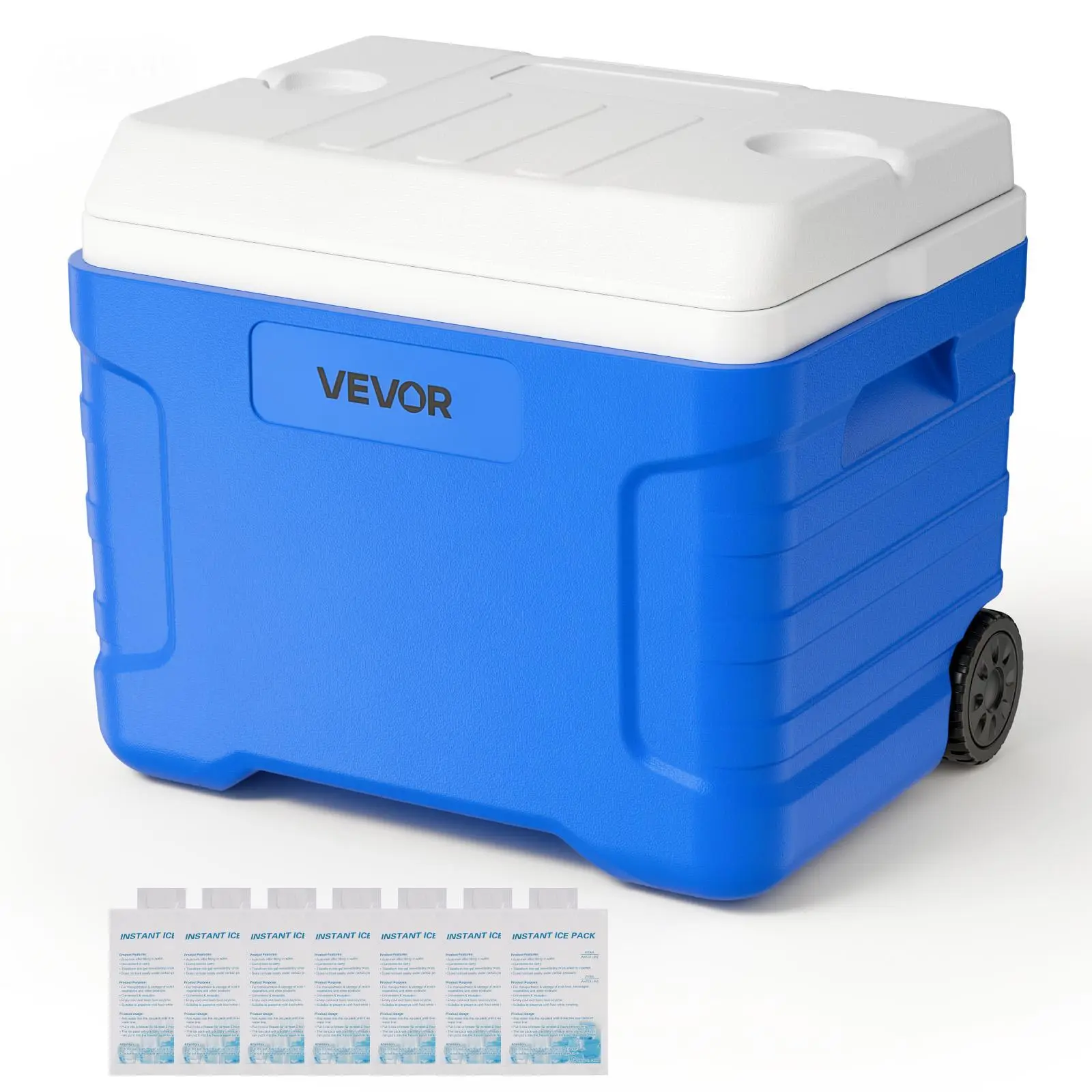 【SummerFinds】VEVOR Hard Cooler, 45QT Portable Rolling Cooler with Wheels, Leak-Resistant Coolbox Keeps Contents Cool for 48 Hours, Ice Retention Insulated Chests, Ultra-Light for Outdoor Picnics, Grill, Camping