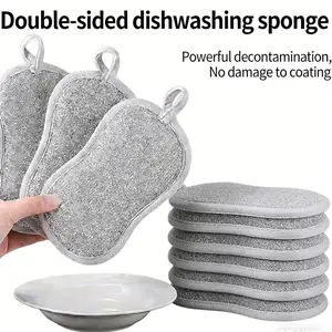 6 Pieces Super Absorbent Microfiber Sponge, Durable Reusable, Double-Sided Scrub Pad, High-End Kitchen Dish Sponge