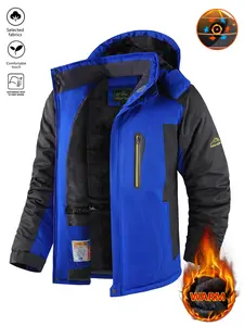OutdoorKing Men's Winter Snow Jacket with Warm Fleece Lining Waterproof Windproof Hooded Thermal Outdoor Sports Coat for Hiking Running Camping Fishing Mountaineering Travel Skiing and Leisure Windbreaker Jacket