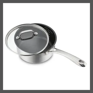 Cuisinart 2PC Ceramic Stainless Steel Sauce Pan Set 500F 3QT Silver Cover