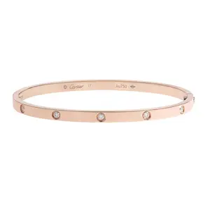 Pre-owned Cartier Small Diamond Love Bracelet Size 17