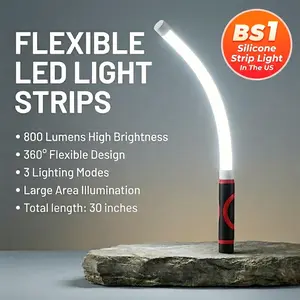 30inch Bendable LED Work Light, Rechargeable Flexible Flashlight Stick with High Lumen, 3 Modes (High/Low/Flash) for Car Mechanics, DIY Enthusiasts - 1PC