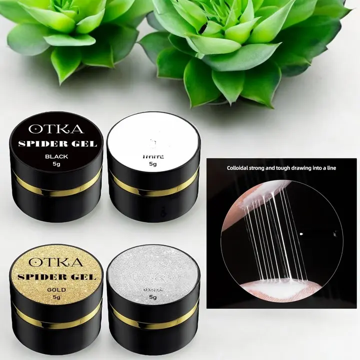 SPIDER GEL - Gold Silver Black White 5g each jar halloween nail spider web nail
