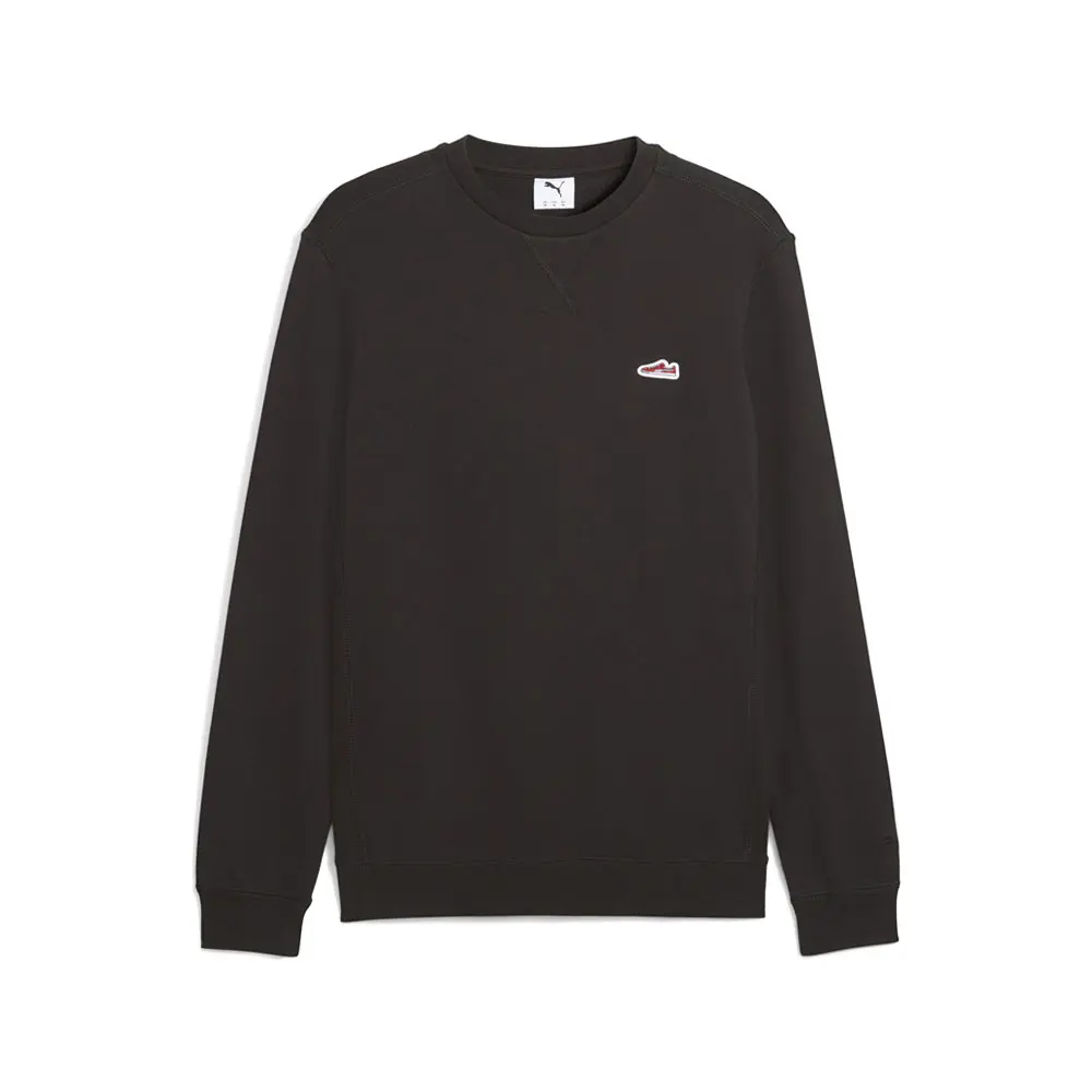 PUMA Mens Wardrobe Essentials Suede Crew Neck Sweatshirt Casual - Black
