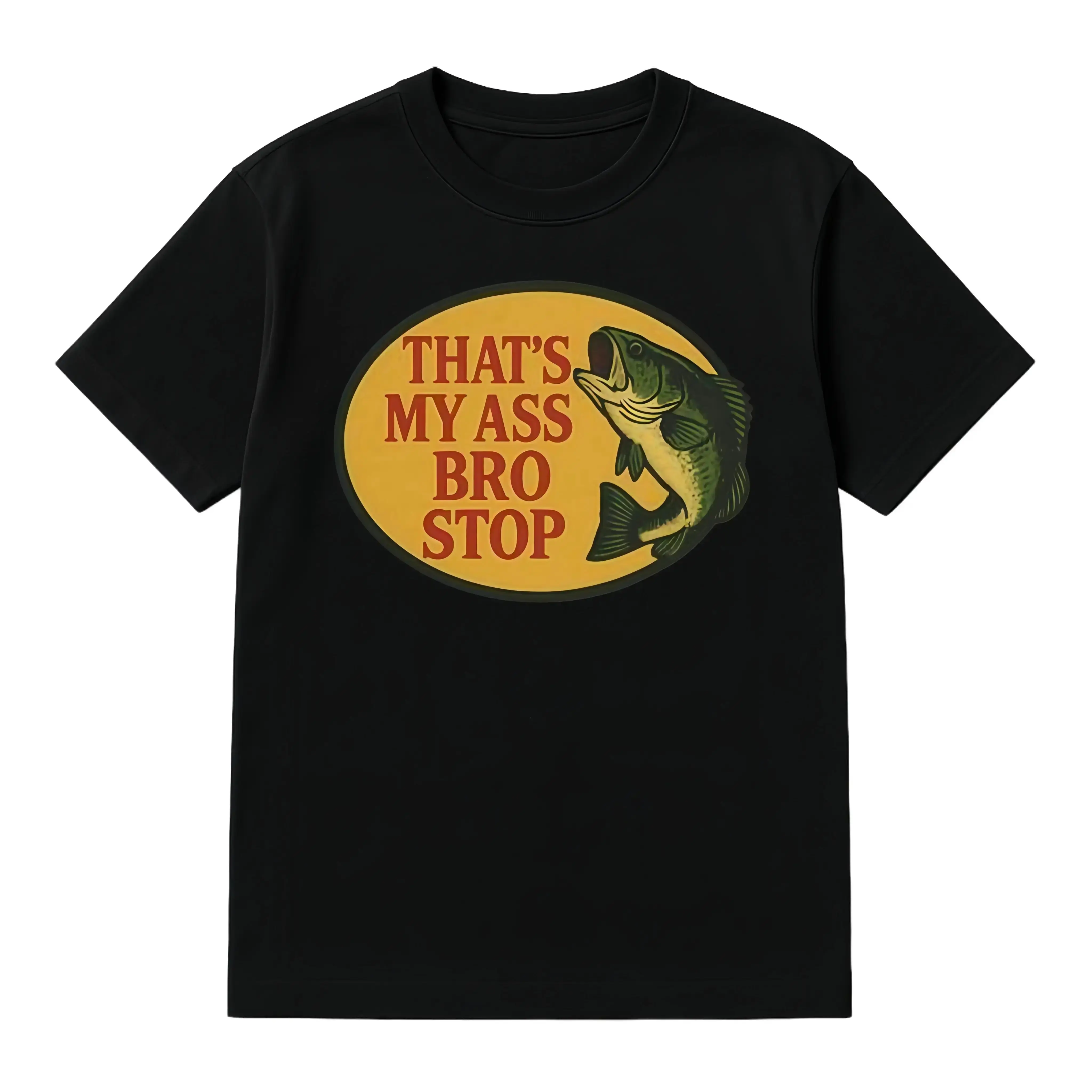 Men's Heavy Cotton Fabric Round Neck Shortsleeve T-Shirt - Retro 90s Casual Fit Streetwear Top, Funny Butt Joke Fish Print, Freak Gifts for Him, Spring/Summer Outdoor Sarcastic Graphic Tee