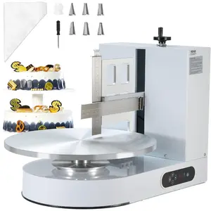 VEVOR Cake Decorating Machine, Cake Cream Spreading Coating Smearing Machine, Low Noise Cake Frosting Machine, Turntable with Adjustable Scraper, for 4 to 12 Cake, 25 - 320RPM Rotating Speed, PinkVEVOR Super Brand Day