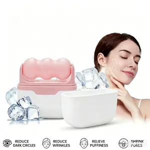 Ice Roller for Face and Eyes - Facial Skin Care Tools with 2 in 1 Face Roller and Travel Case, Self Care Gift for Men Women (Pink) Lymphatic Contour Brush