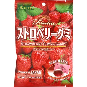 Kasugai Chewy Strawberry Gummy Candy - 3.77oz Chewy Candy Snack with Sour-Sweet Fruity Flavor, Real Juice, Milk Content Kasugai Chewy Strawberry Gummy Candy - 3.77oz Chewy Candy Snack with Sour-Sweet Fruity Flavor, Real Juice, Milk Content