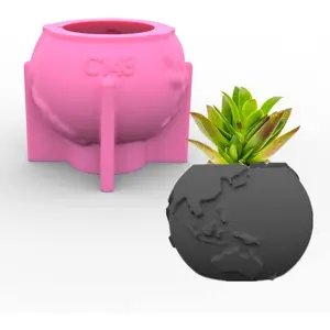 Globe Shape Concrete Flower Pot Mold Succulent Planter Vase Silicone Mold Candle Pen Holder Mold Epoxy Resin Plaster Cement Clay Mould