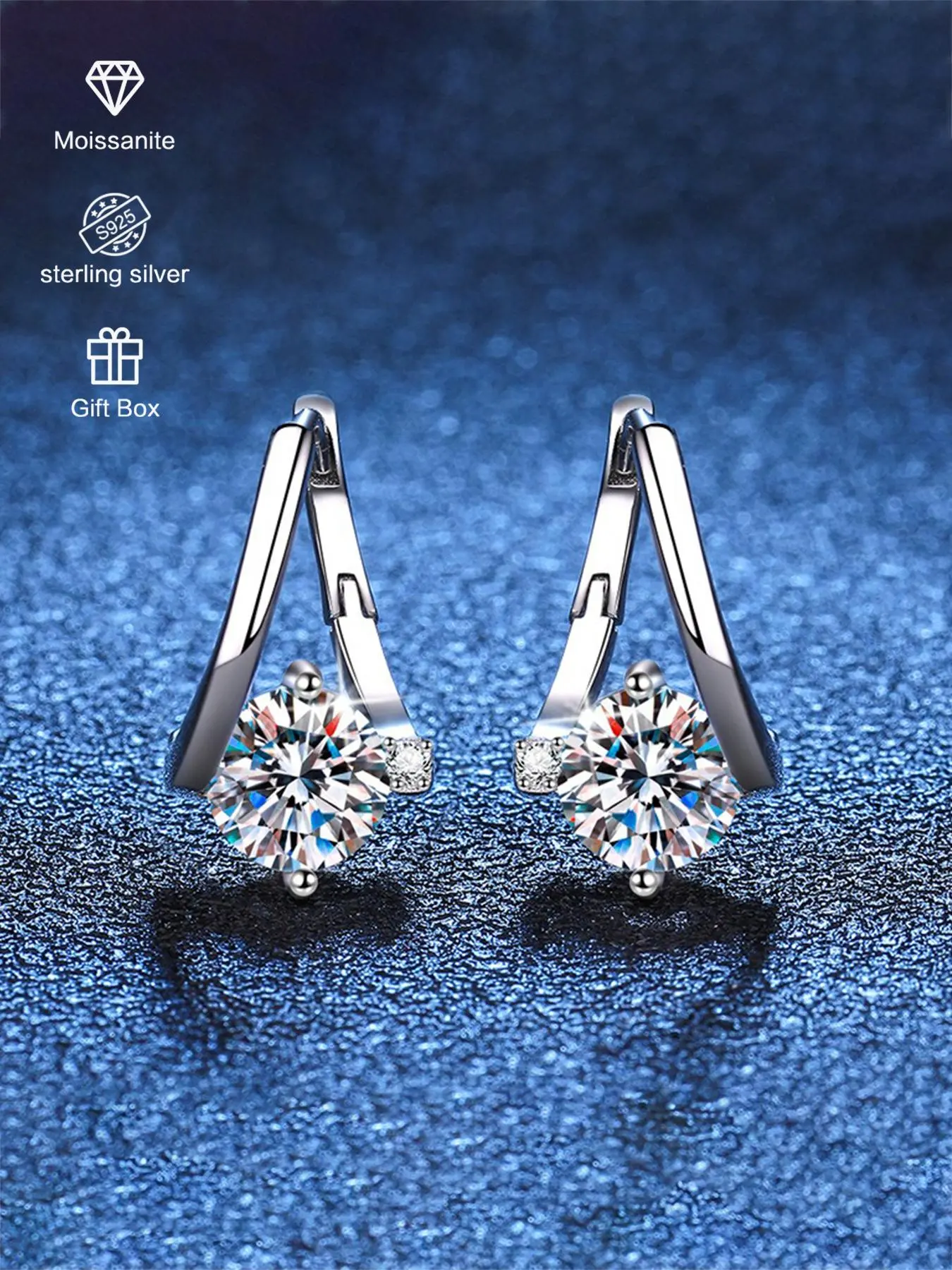 S925 Sterling Silver 1-carat Artificial Moissanite Shining Earrings, Hypoallergenic Lightweight Earrings for Women, Bride Earrings, Perfect for Weddings, Engagements, Anniversaries, and Is an Exquisite Gift, High Quality Earrings, Sparkling Ear Jewelry