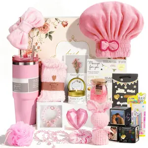 21-Piece Valentine’s Day & Birthday Gift Basket for Women Complete Spa Set with Lavender Candle DIY Pop-Up Box 30oz Tumbler Rabbit Towel Bath Salts Heart Soap Spa Headband Shower Cap Bath Loofah Fuzzy Socks Perfect for Mom Wife Best Friend Sister Kit