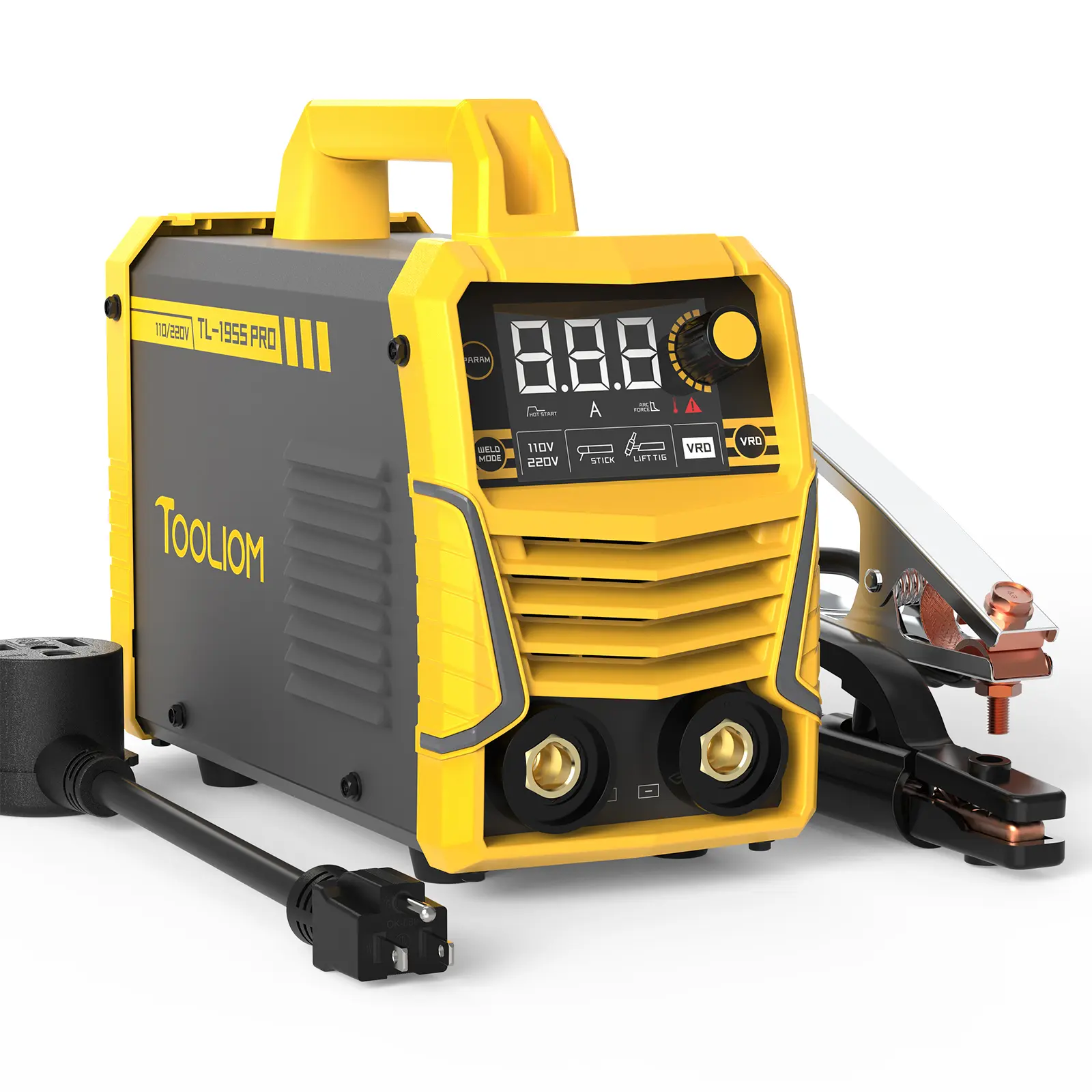 TOOLIOM TL-195S PRO 195A Stick Welder - 110/220V Dual Voltage, LCD Display Inverter MMA/Lift TIG 2-In-1 Welding Machine with Hot Start & Arc Force, Fits 5/32" Rods for DIY and Home Repair