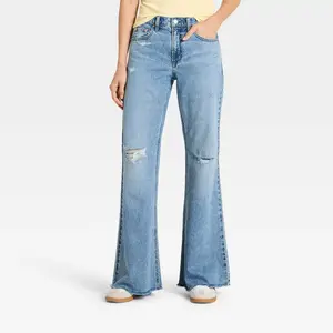 Women's Low-Rise Relaxed Denim Flare Jeans - Universal Thread Medium Wash 2