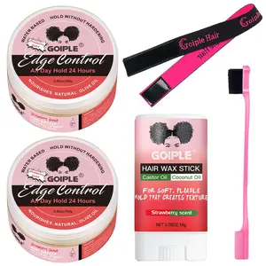 5 Count Edge Control Wax Set for Women - Non-Greasy Strong Hold, Smooth Edges, Strawberry Scented Hair Wax Stick Nourishes Gel Haircare Organic
