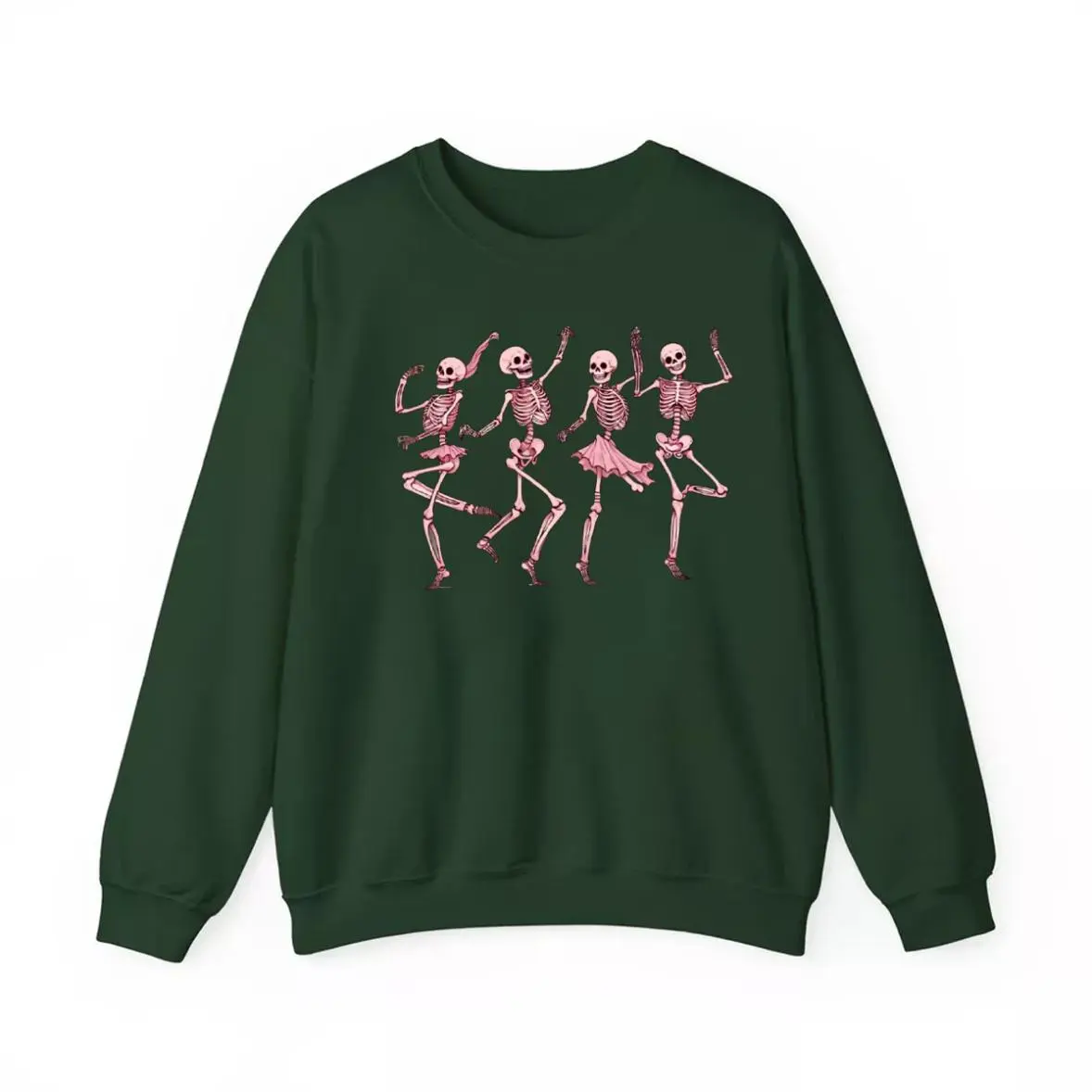 Pink Coquette Dancing Skeleton Halloween Sweatshirt, Breast Cancer Halloween Sweater, Skeletons Pink Ribbon Tee, Perfect Fit, Ultimate Comfort, Easy to Wear