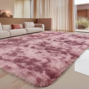 FAMVAL Large Size Plush Rugs Big Fluffy Area Rug Non-slip Soft Shaggy Carpet Mats for Livingroom Bedroom Nursery Home Decor Tie-dye Purple Christmas gifts