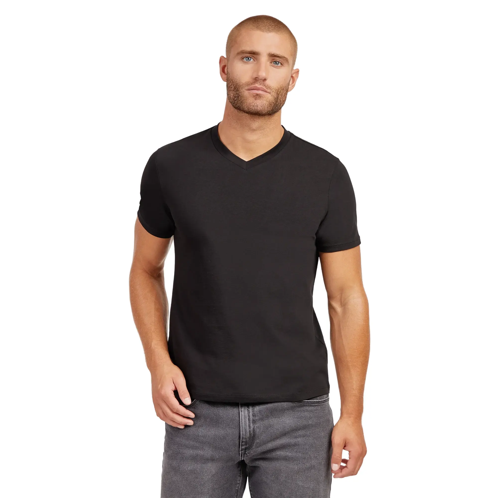 Mott & Bow 1 Pack, 3 Pack, 6 Pack, Classic V-Neck Driggs Tee Flattering Neckline Comfortable Fit for Men Tagless Neck Branding