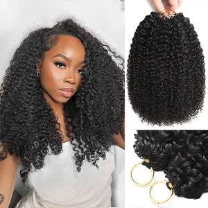 Asakiss Hair Feather Crochet Human Hair Kinky Curly for Miracle Knots Boho Braids Knotless Burmese Curly Water Wave Feather Crochet Human Hair 4-5 Packs for Full Head Pre-Separated, 60g/Pack Time-Saving, lightweight Glueless Protective Styles