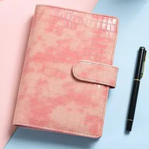 Crocodile Pattern A6 Notebook, English Version, PU Material, Cash Budgeting Book, Multi-Functional Storage, Can Hold Cash