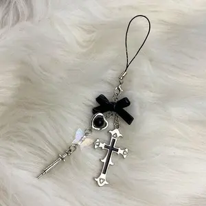 Sweet cool, Laser butterfly cross pin phone chain,ins, retro,Y2K, Millennial, keychain, bag hanger