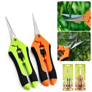 Professional Stainless Steel Pruning Shears, Manual Garden Trimmer with Straight Blade and Handle, Mini Pruner for Herbaceous Plants and Flowers, Garden Pruning Tool