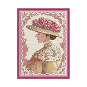 Elegant Lady Cross Stitch Kit 80×112 Counted Embroidery DIY Craft Traditional Feminine Wall Art for Living Room Holiday Gift