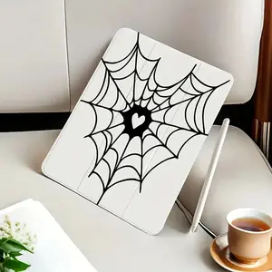 Case for Apple for ipad Protective Case Tri-Fold Black Heart Spider Web for iPad 9th Gen 2021, Stand Tablet Cover for iPad 7/8/9th Gen 10. 2-inch Cartoon Air 5 with Pen Slot, Transparent Anti-Drop Case for iPad 11-inch M3/for iPad 11 A16, Tablet Protectio