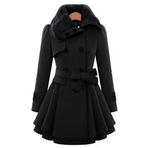 Women Trench Coat Double Breasted Oversize Coat Belt Autumn Winter Wrap Coat Korean Style Slim Lapel Overcoat Jacket