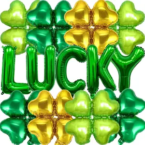 Green Lucky Balloon St. Patrick's Day Balloons,13 Pcs Lucky Balloons Four Leaf Balloons for Lucky Decorations St Patricks Day Party Supplies
