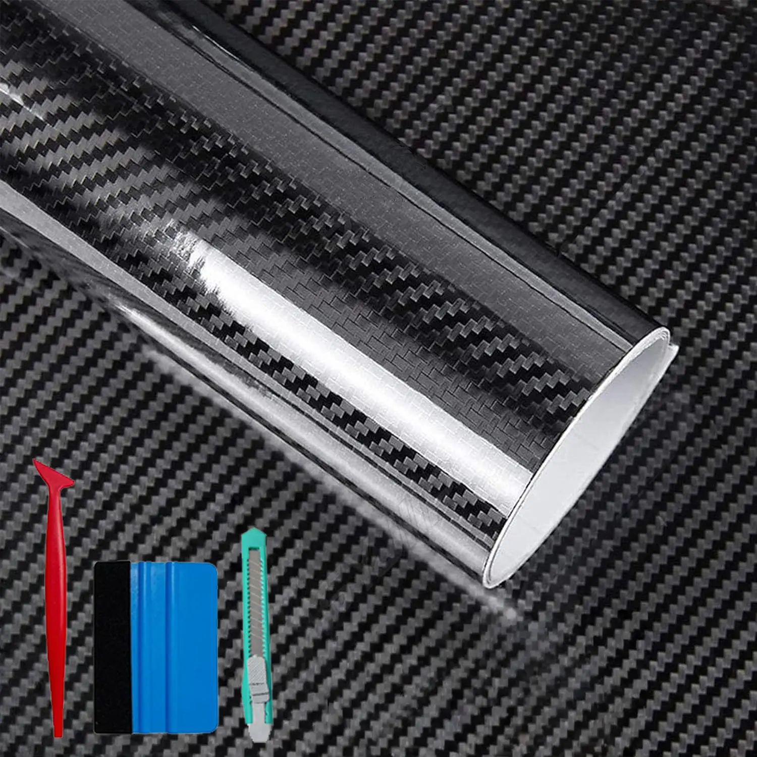 Black 6D Carbon Fiber Vinyl Wrap Roll 1ft x 5ft - Bubble-Free Air Release Technology, Scratch-Resistant Coating, High Stickiness, Easy to Install, Perfect Car Wrap, Car Wraps
