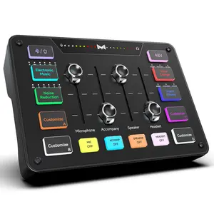 MAILANGSHI Gaming Audio Mixer, Audio Interface with XLR Microphone Input, Noise Reduction, RGB, Bluetooth, 48V Phantom Power, Voice Changer, Sound Board for Podcast/Recording/Streaming/Vocal/Game
