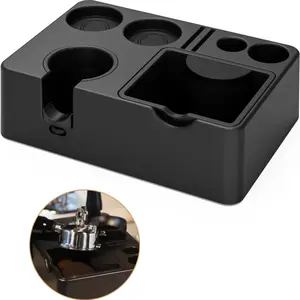 Espresso Tamping Station, Detachable Espresso Knock Box and Tamp Station, 10 in 1 Espresso Organizer Fits 51/53/58MM Espresso Tamper, Portafilter, Distributor Puck Screen Espresso Accessories, Coffee Bar Accessories