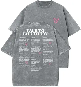 Talk To God Today Unisex Washed T-Shirt, Christian t shirts, Vintage 90s Graphic Tee, Gift Top Womenswear Cotton Mineral Color