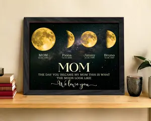 Personalized Moons Phase Frame 8"x10" with Kids Names, The Day You Became My Mom Gift, Moons Phase Print Frame, Mother’s Day Gift, Gift for Mama, Mothers Day Gift Ideas 2026