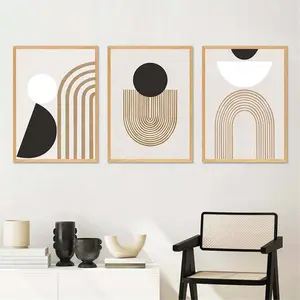 3PCS Set Bohemian Style Line Art Prints Wall Arts Poster Abstract Gold Geometric Color Block Line Canvas Painting for Bedroom Living Room Hallway, Wall Art, Wall Decor, Modern Home Decor, Winter Decor, Room Decor.Frameless, Unframed Art Print, Artistic