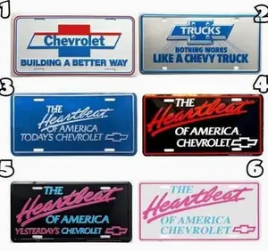 Chevrolet Heartbeat License Plate Collection – Retro Car Tag Set, Vintage GM Truck Accessories, Gift for Him – Lightweight Aluminum, Easy Install