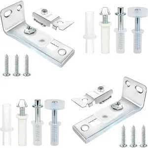 Bifold Door Hardware Repair Kit - 2 Pack with Parts for Bifold, Sliding, Closet, Pocket, Barn Doors Top & Bottom Brackets, 3/8" Pivot, 7/8" - 1" Guide Wheels Fits Common Track
