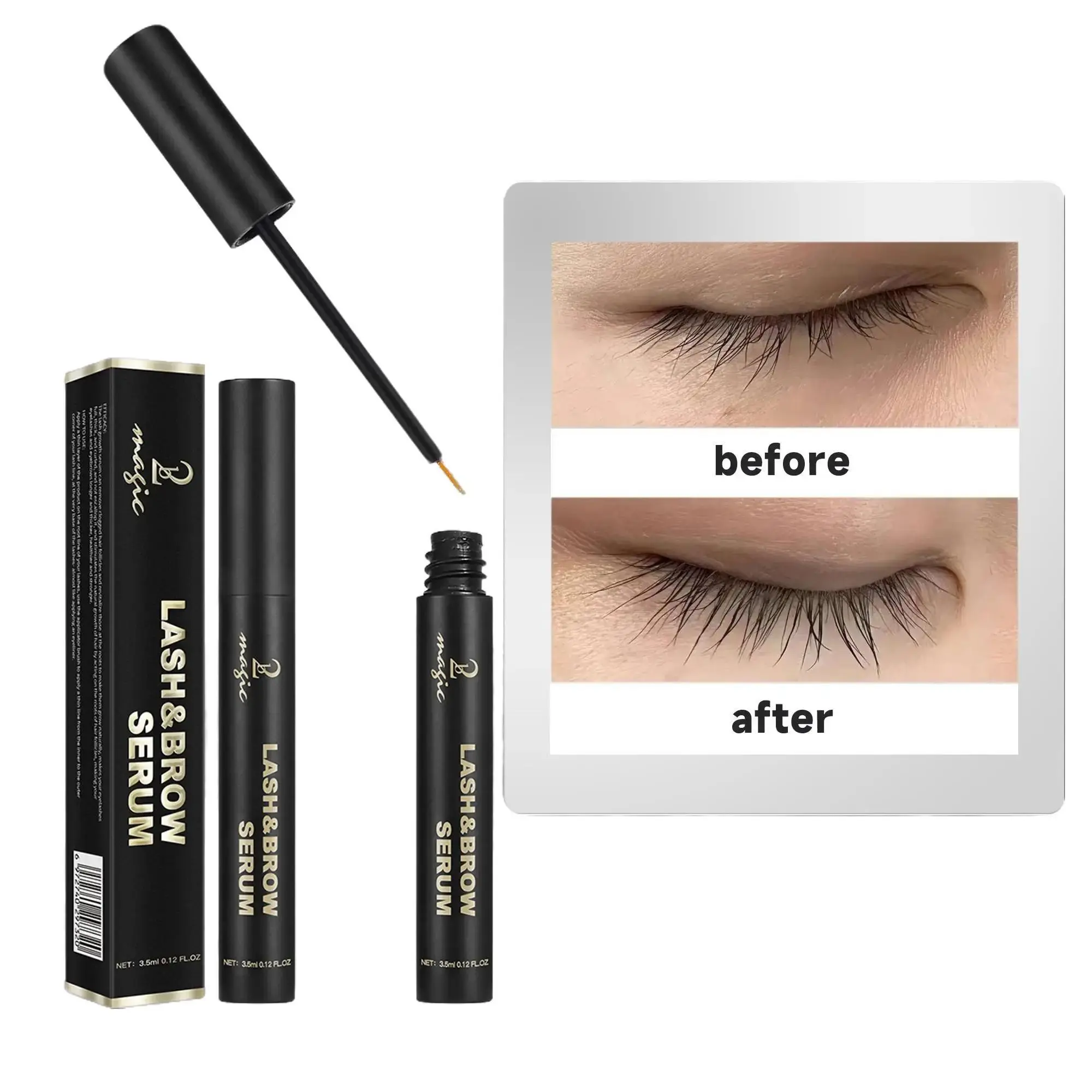 2Bmagic Eyelash Growth Serum - 3.5ml Hypoallergenic Mascara Primer for Eye Lash Caring, Youth, Natural Fuller Look, Water Resistant, No False Lashes, Natural Fuller Look, No False Lashes