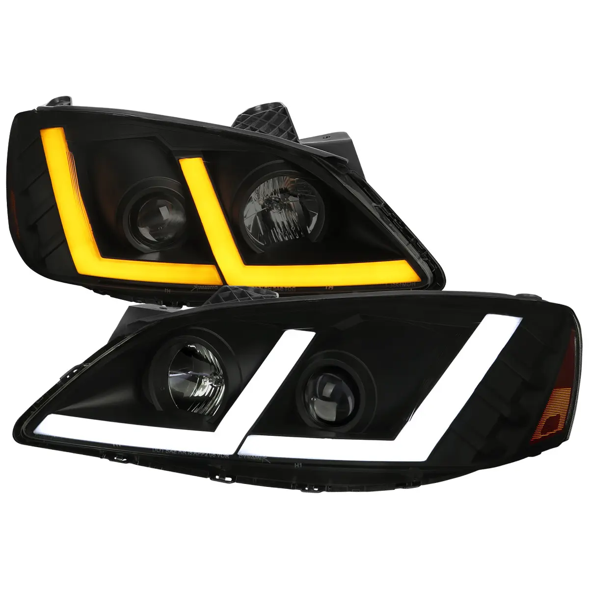 2005-2010 G6 Projector Headlights w/ LED Light Strip Sequential Switchback(Black Housing / Smoked Lens)